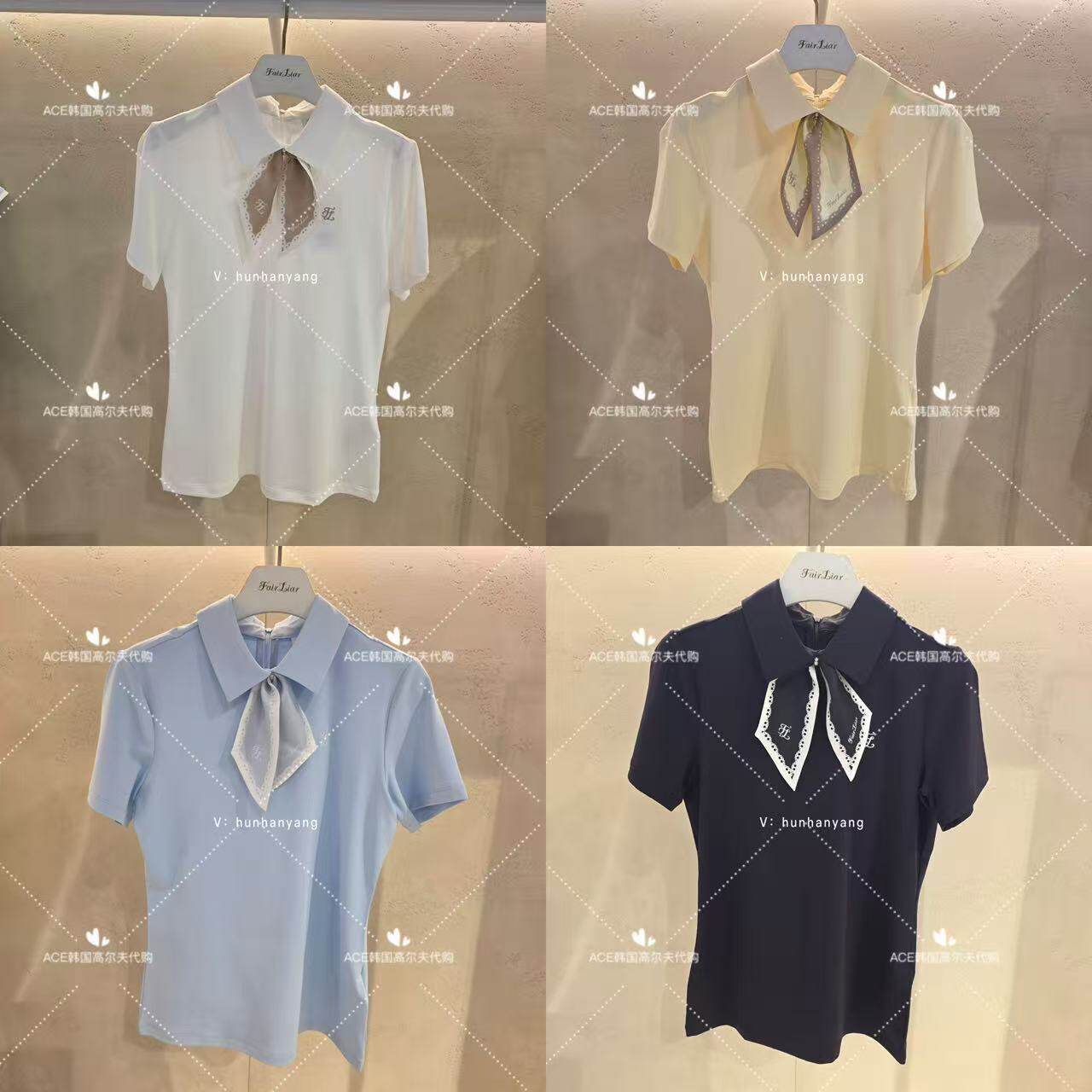 FL女士高尔夫丝巾蝴蝶结半袖
