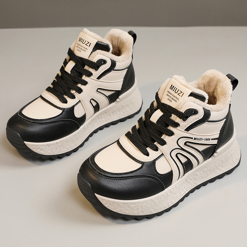 女鞋新款加绒棉鞋女冬季厚底保暖运动鞋显脚小休闲鞋卡迪高同款