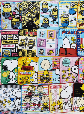 20x20cm大眼黄人史狗nuo比儿童成人纯棉全棉小方巾擦汗嘴小毛巾