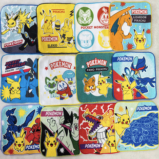 16x16cm神奇皮卡宝贝卡通纯棉儿童幼儿园擦嘴擦汗小方巾小毛巾