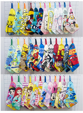 27x27cm男孩女孩多卡通外贸纯棉全棉儿童成人擦手擦嘴挂巾小毛巾