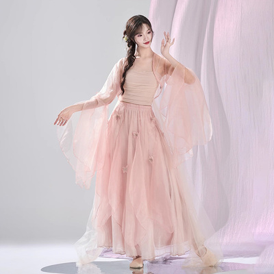 古典舞演出服成人女粉色纱衣