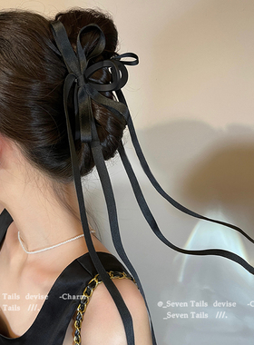 法式芭蕾风蝴蝶结飘带抓夹后脑勺气质高级优雅鲨鱼夹ins网红发夹