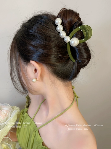 Брендовая заколка-крабик из жемчуга, большая заколка для волос, универсальная акула, простой и элегантный дизайн, коллекция 2023