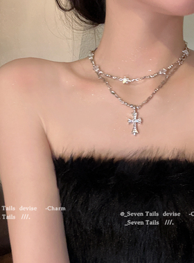 甜酷辣妹！轻奢小众十字架项链女暗黑风设计感小众网红爆款锁骨链