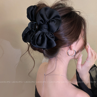 缎面蝴蝶结头发抓夹女2026新款大号公主头饰发夹高级感盘发鲨鱼夹