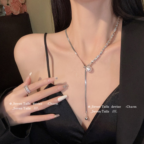 轻奢小众碎银子珍珠可调节项链女