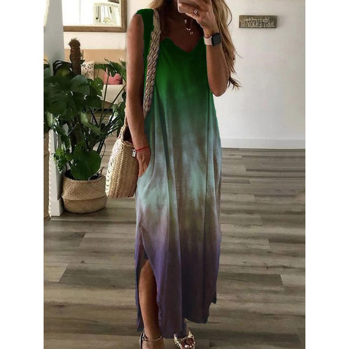 欧美风dress新款大码渐变扎染印
