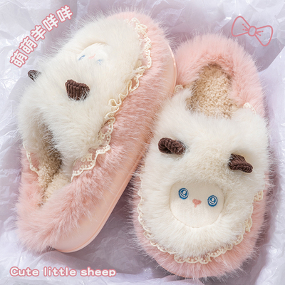 可爱棉拖鞋女款秋冬季外穿