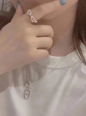 钛钢女猪鼻子高级感轻奢锁骨链