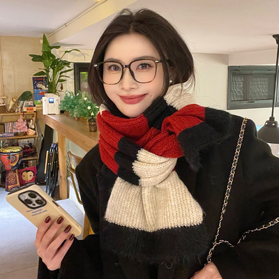 围巾女款冬季高级感2025新款百搭护颈保暖围脖韩版氛围感针织披肩