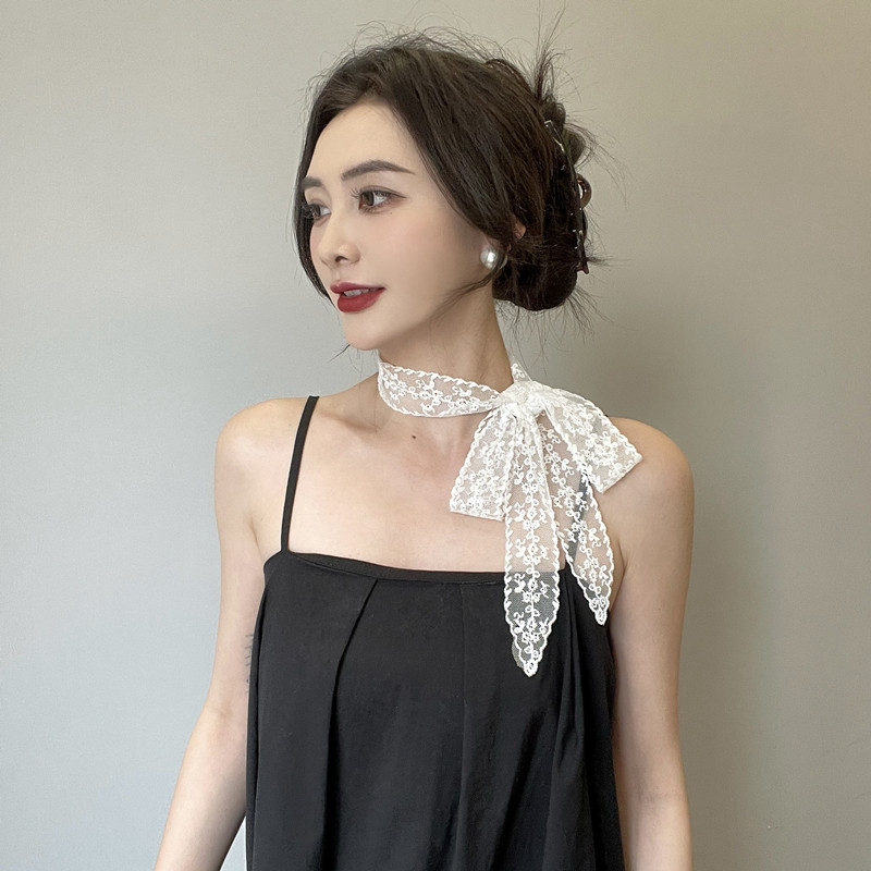 韩系蕾丝飘带高级感腰带发带丝巾长条丝带女春夏季绑发发箍蝴蝶结