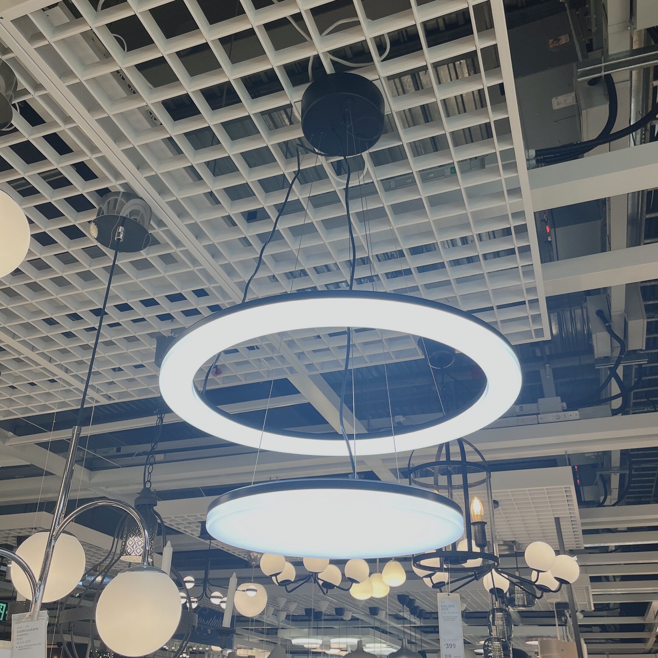 宜家诺拉福LED双层环形吊灯黑色