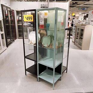 IKEA宜家鲁德斯塔玻璃门柜透明展示柜会展陈列柜产品货架简约酒柜