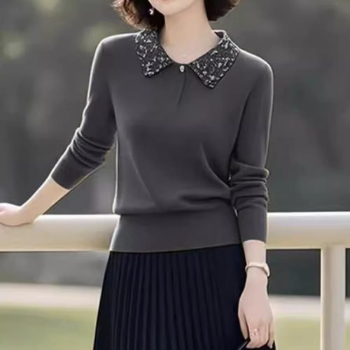 素雅订制女装原创品牌2025秋季新款polo领针织上衣百褶半身裙套装