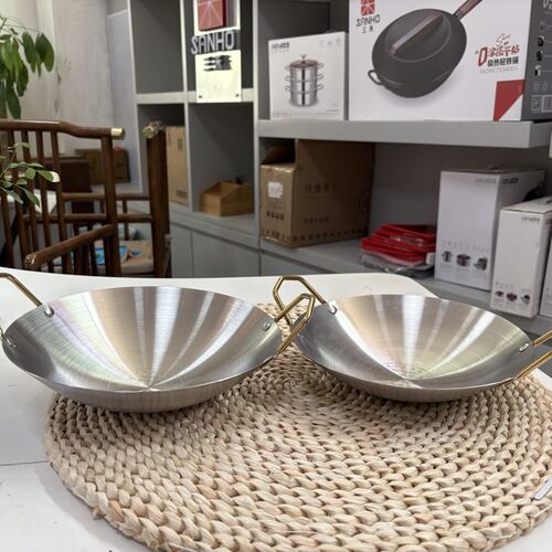 庆展金柄加厚不锈钢干锅家用小火锅酒店用品酒精炉干锅22cm24cm