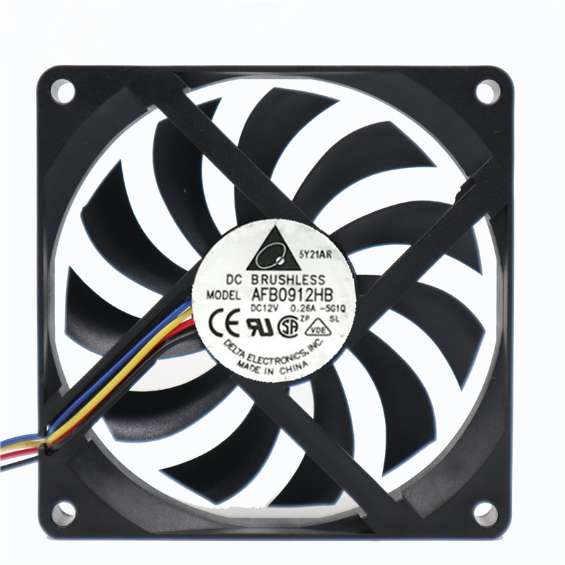 新品台达AFB0912HB 9015 12V 9CM厘米静音机箱风扇0 26A 超薄