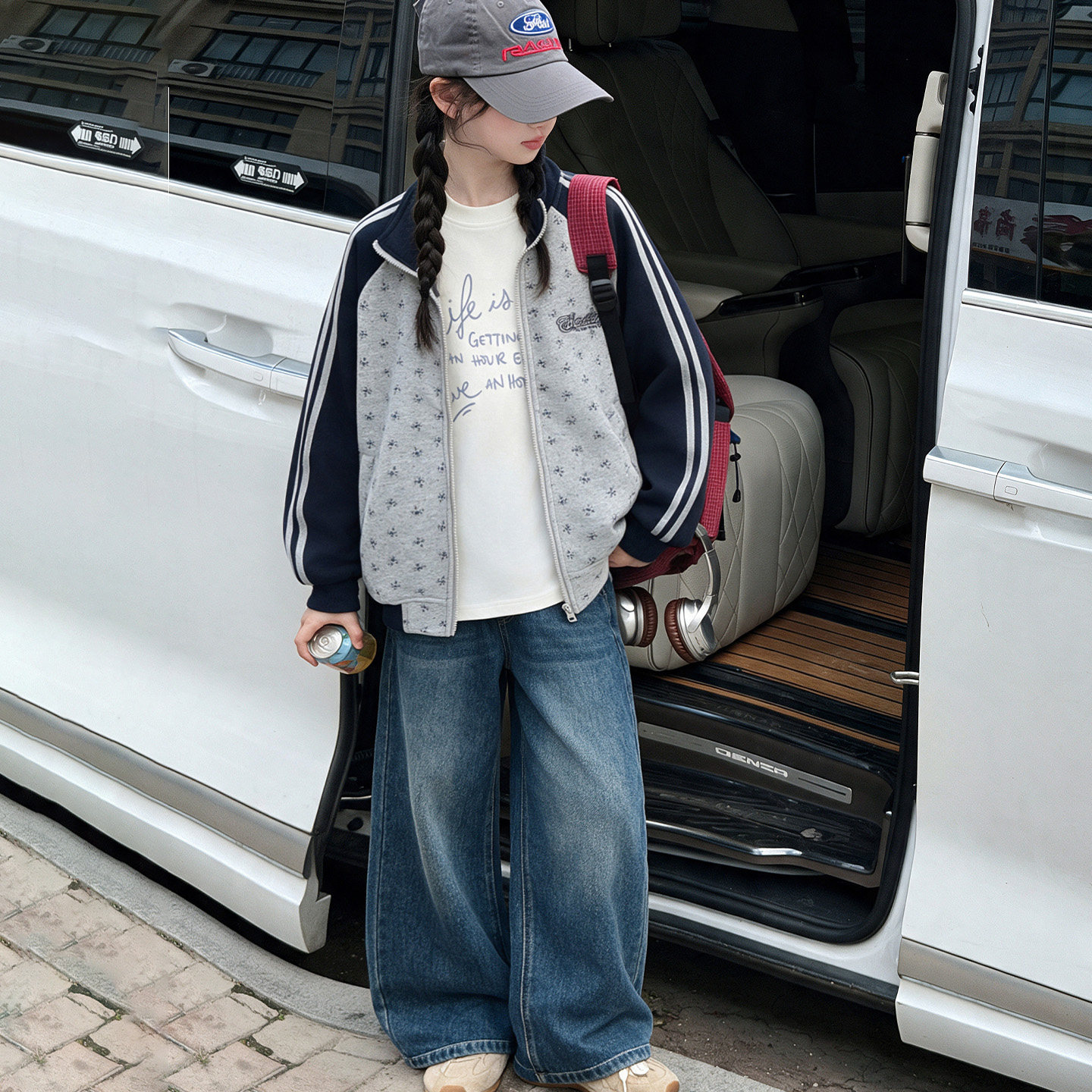 女童外套秋装2026新款洋气中大童碎花立领开衫棒球服休闲运动上衣