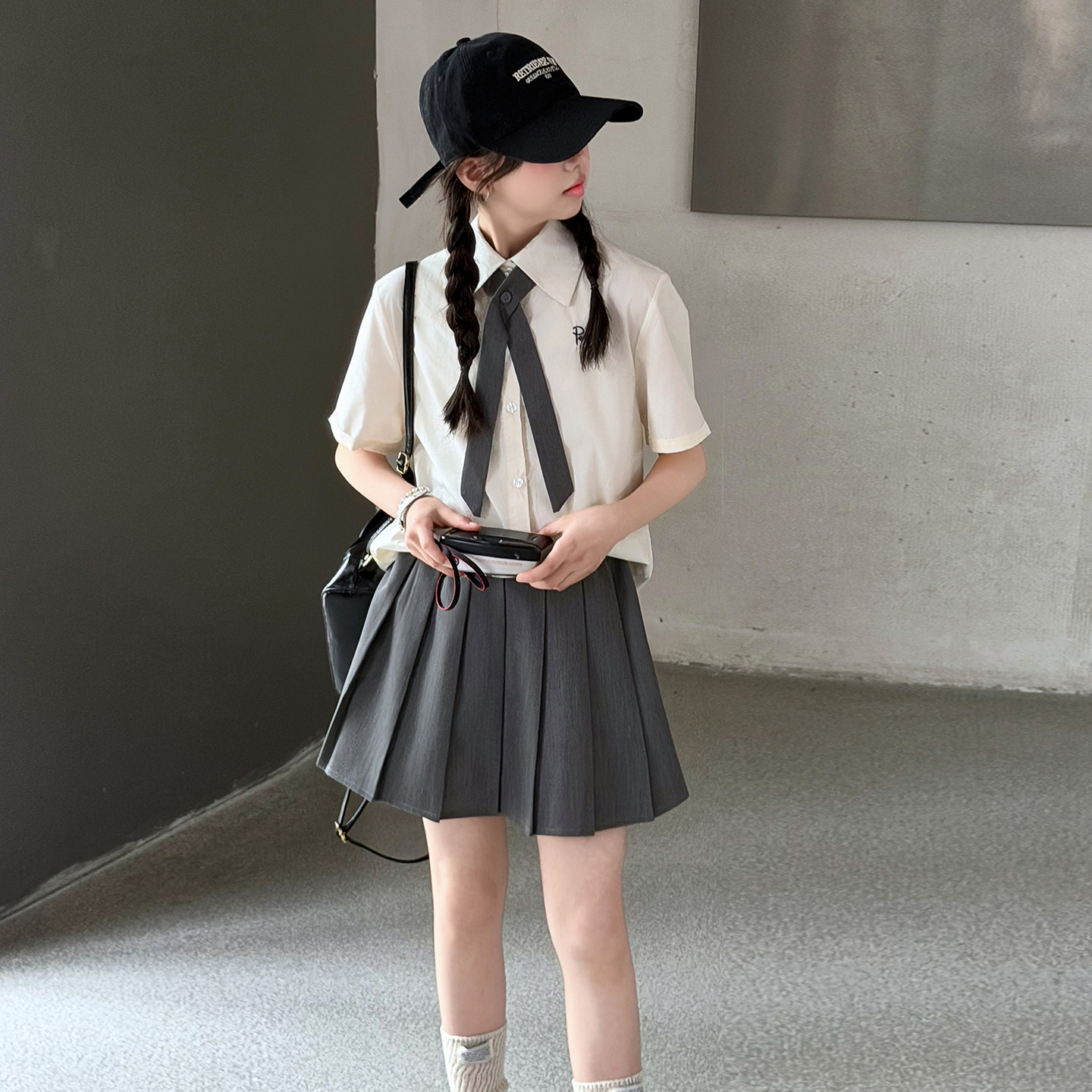 女童学院风JK制服套装2026新款洋气儿童夏季短袖衬衫百褶裙两件套