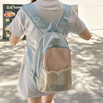 韩版初高中大学生书包女简约撞色