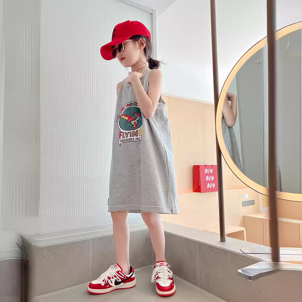女童韩版吊带开叉长裙2025夏连衣裙