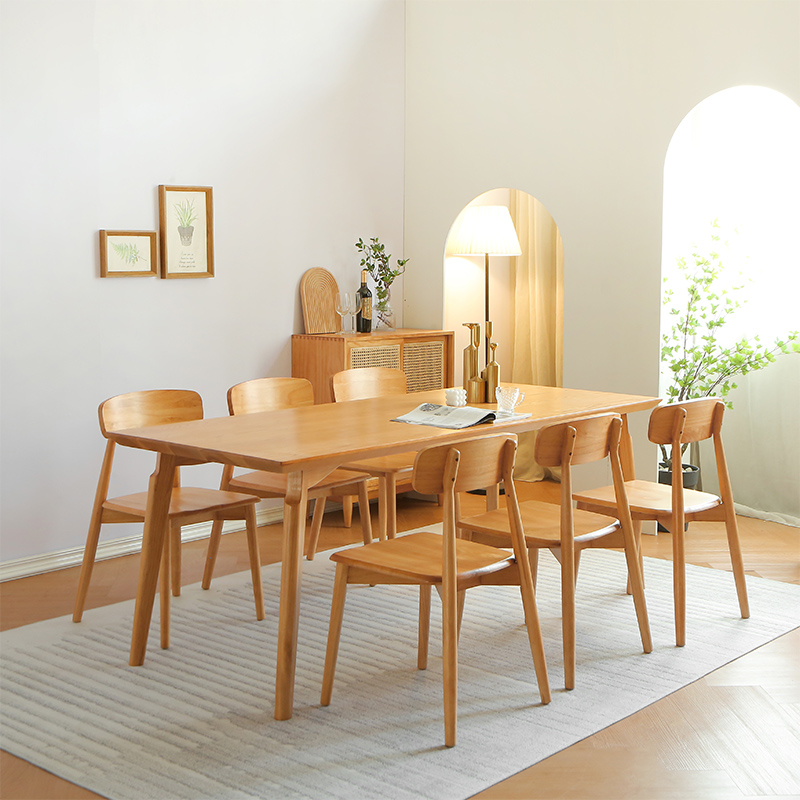 淘诚艺长方形白蜡木日式网红餐桌