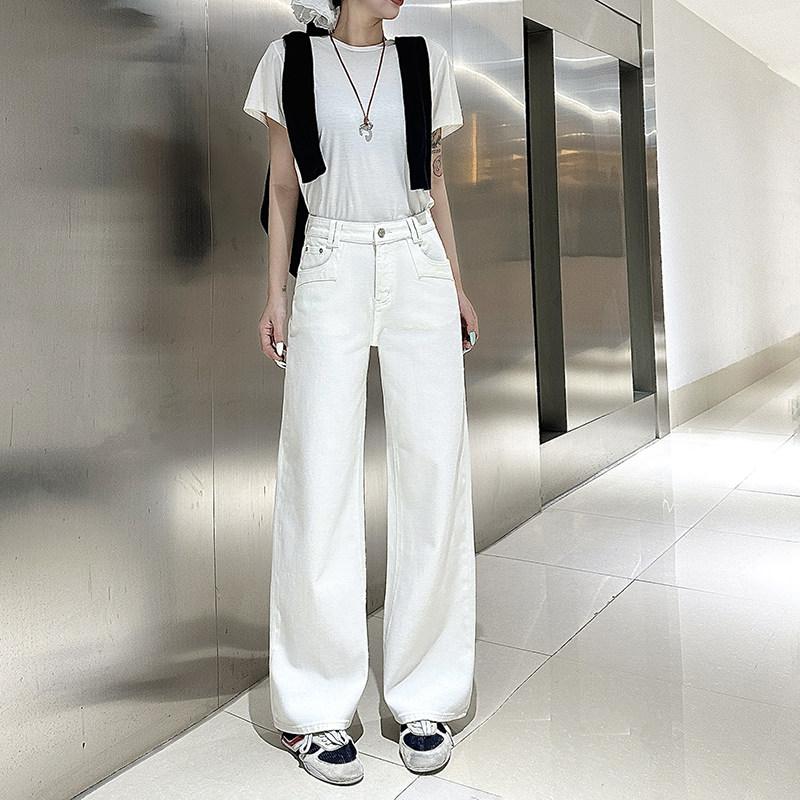 12平方83688白色窄版四面弹九分直筒管裤2025春夏新款休闲牛仔裤