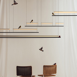 新中式茶室吊灯现代简约设计师创意日式侘寂风智能前台餐厅岛台灯