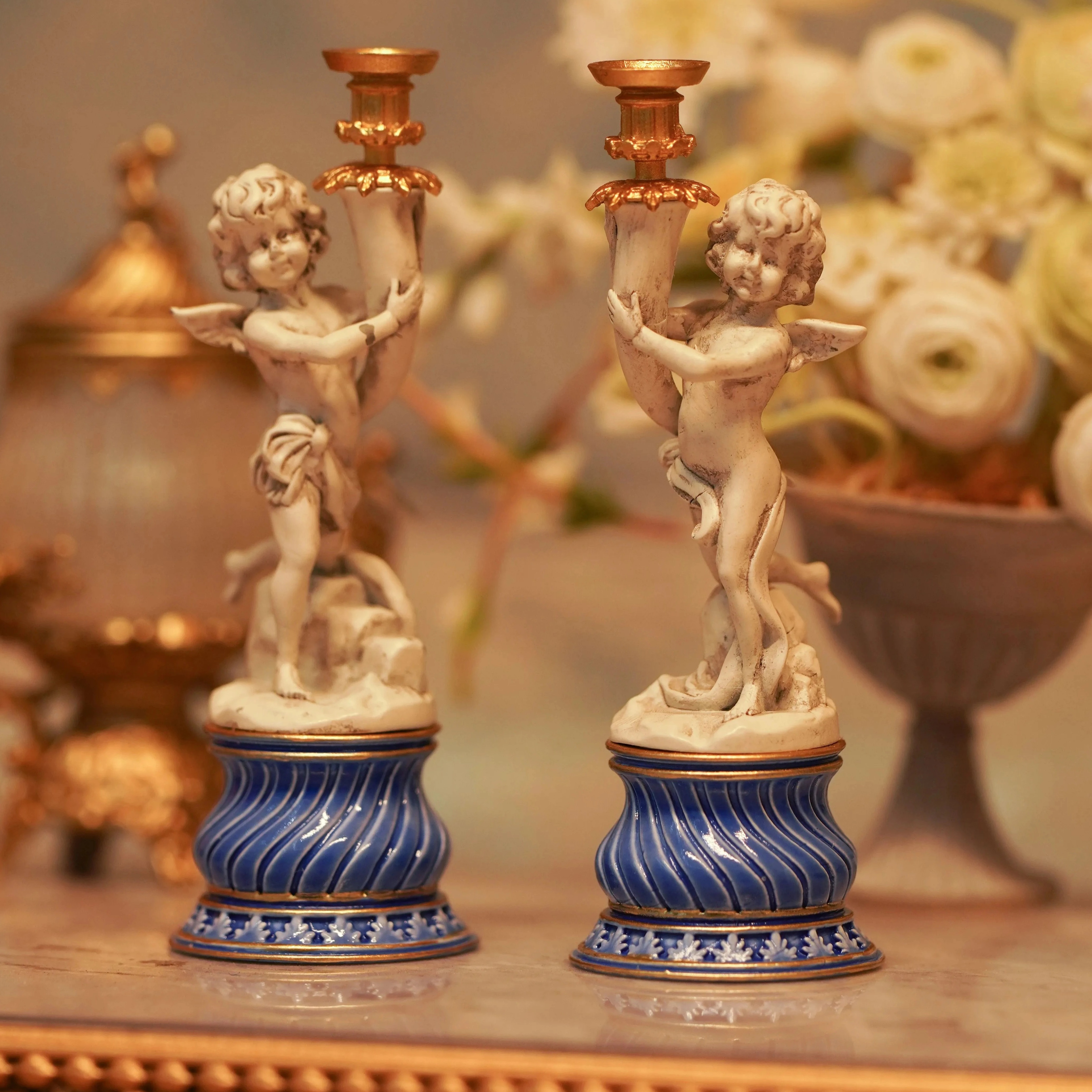 【新品】微观臻慕6分天使烛台蜡烛娃屋微缩模型摆件迷你装饰摆件