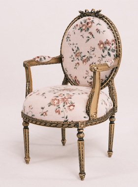 微观臻慕 6分娃用微缩家具奥古斯特花椅材料包娃屋迷你模型DIY椅