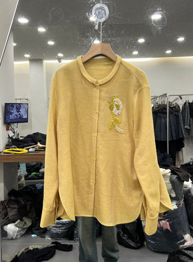 欧货2026秋羊毛钉珠花朵衬衫