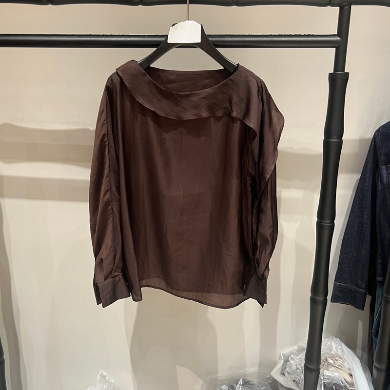 欧洲站2026秋宽松荷叶边衬衫女图片