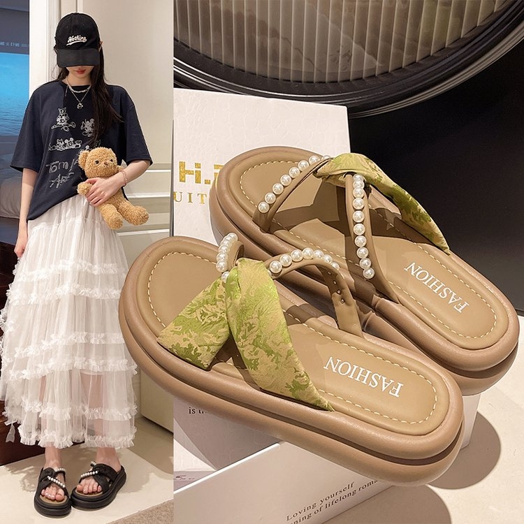 新款厚底增高水钻绝美套趾凉拖鞋女夏季外穿时尚配裙子高级感拖鞋