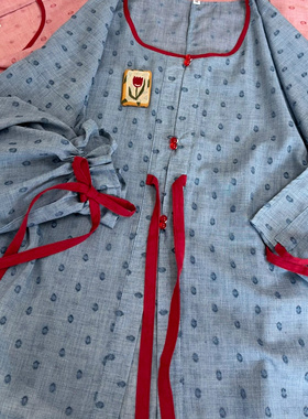 十里七巷 树莓 明制改良梭织提花半袖圆领衫夏季透气原创汉服上衣