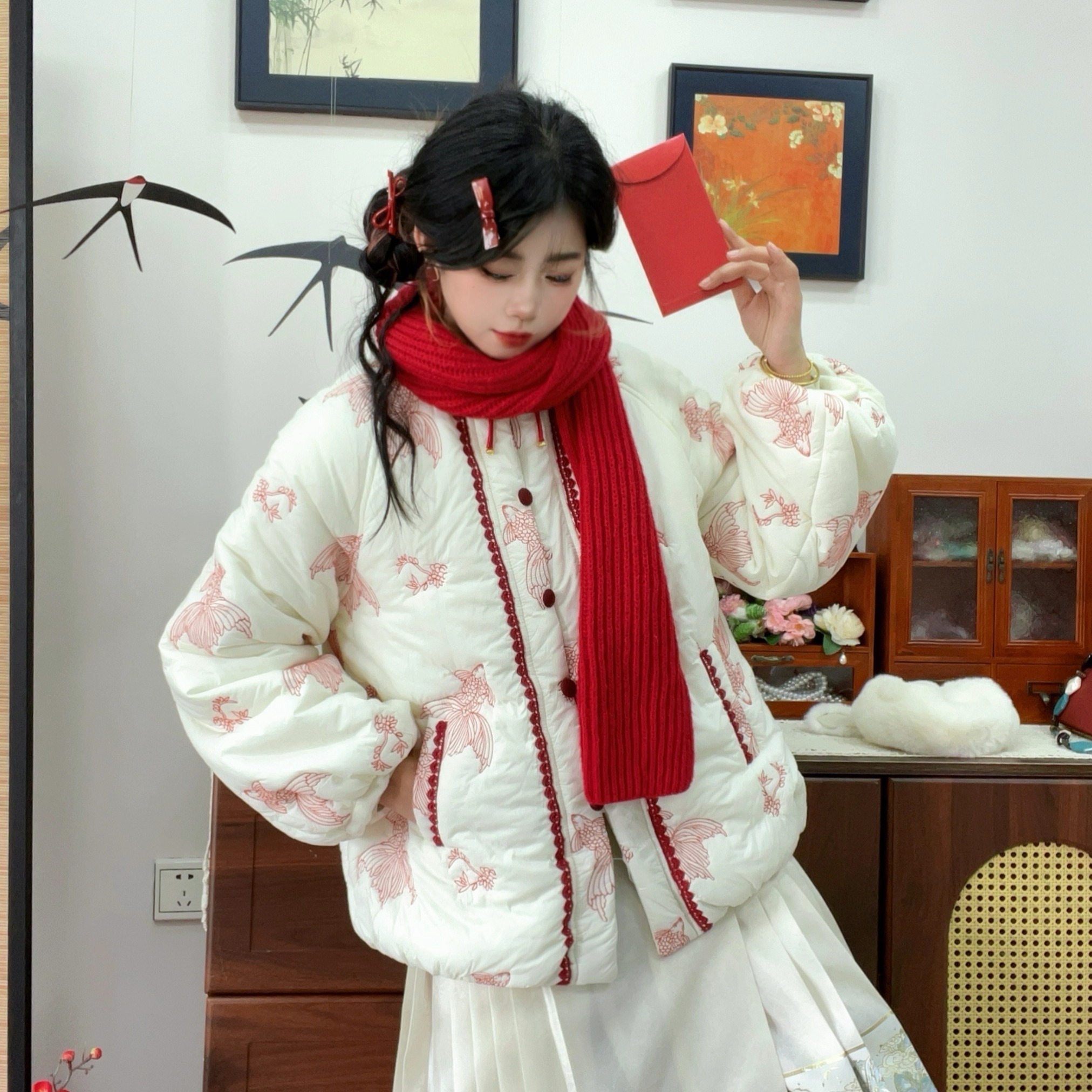 加厚改良汉元素立领对襟棉服