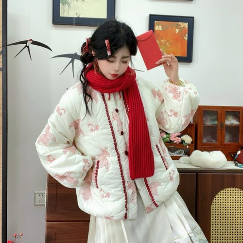 加厚改良汉元素立领对襟棉服