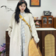 十里七巷 素秋冬百搭通勤汉服 改良汉元 雾蒙蒙 燕麦色大衣立领长衫