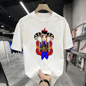 夏季 蒙古元 男女同款 民族风休闲圆领印花短袖 纯棉T恤 素穿棉短袖