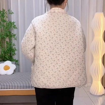 大码家居服女装网红棉服冬季碎花棉衣加厚棉袄外套加大加肥外穿