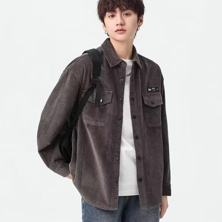 设计感休闲衬衣潮牌痞帅灯芯绒春秋季宽松外套男装2501款一P35元图片