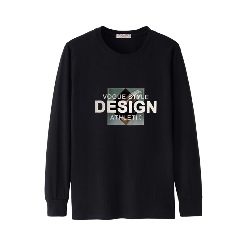 秋季男士宽松加肥加大码长袖上衣体恤纯棉圆领秋衣T恤运动打底衫