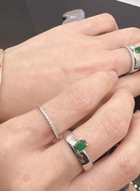 意施利祖母绿戒指时尚925女