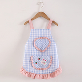 儿童围裙夏季 宝宝罩衣防水吃饭围兜女孩画画围裙幼儿园反穿衣 薄款