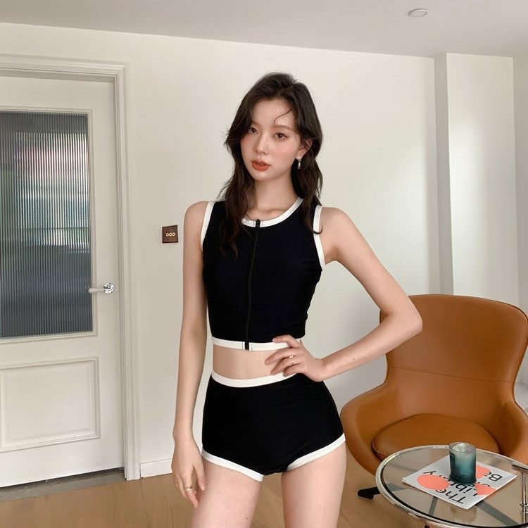 新款游泳衣女分体性感日韩风运动小胸聚拢显瘦海边度假泳装女