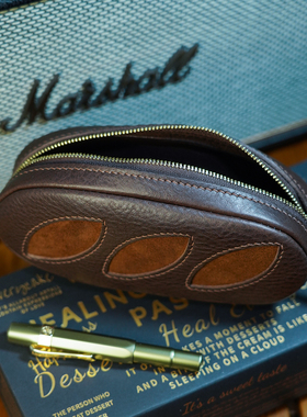 革物商店mbox植鞣牛皮手工复古法棍笔袋眼镜收纳包简约真皮文具盒