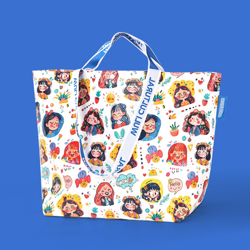 大容量高颜值卡通编织购物袋女学生环保袋单肩包手提袋礼品包装袋