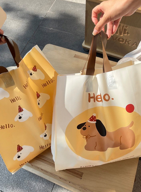 新款卡通服装店童装手提袋衣服打包塑料带卡通礼品礼袋包装袋