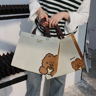 女 袋卡通可爱童装 NICE熊覆膜无纺布手提袋服装 店袋子礼品购物包装