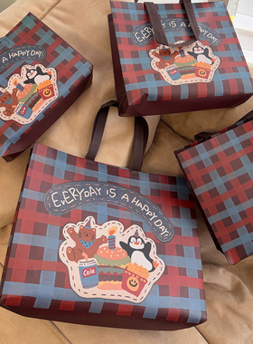 生日派对覆膜无纺布防水手提袋服装店购物袋童装大号卡通礼品袋