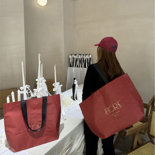 红色字母编织袋服装店大袋子手提时尚外出塑料包装袋大容量购物袋